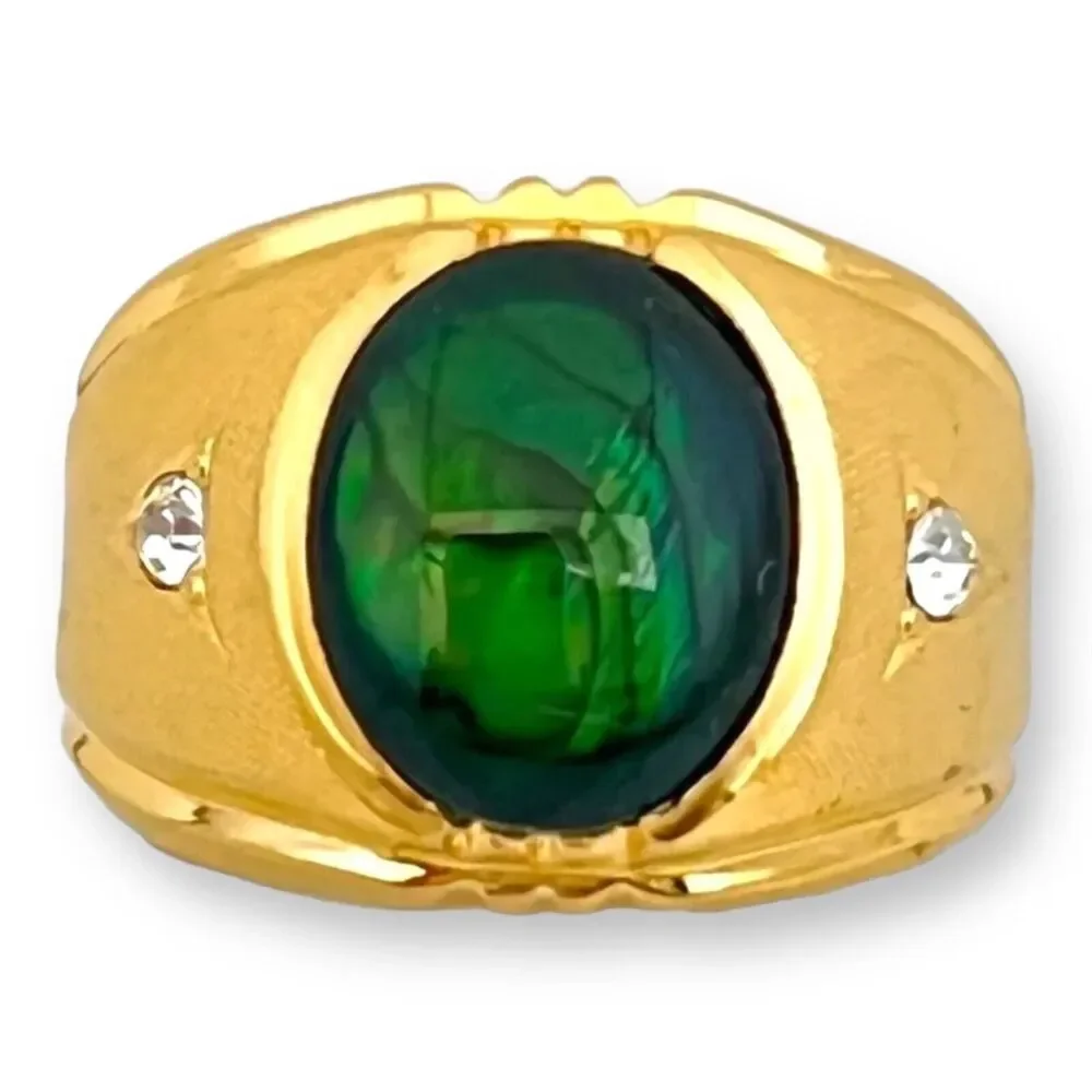 Vintage 1960s Clark & Coombs Abalone Ring Size 7 14KT Gold Plate - 14O